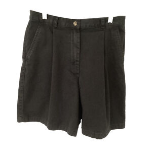 Charter Club Vintage Black Cotton Shorts High Waisted Pleated Size 10